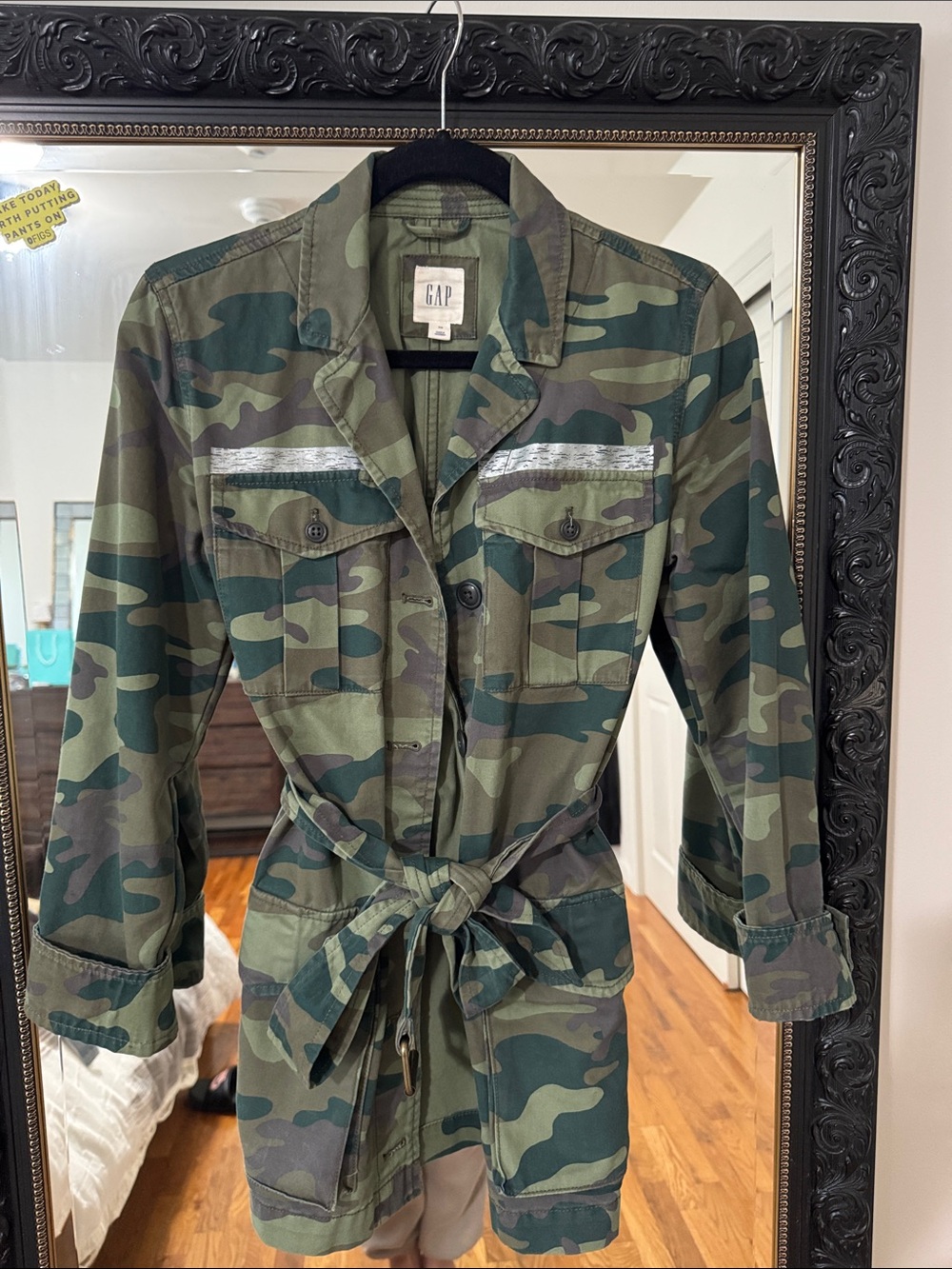 GAP Olive Green Camo Field Jacket with Stripe Detail